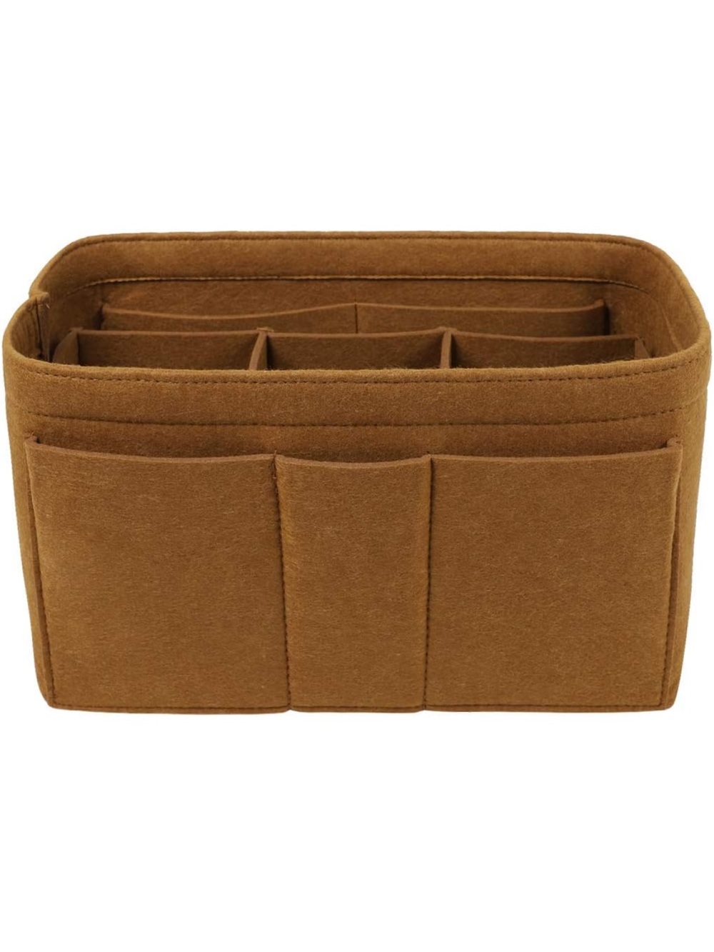 Brown Felt Handbag Organizer Insert with Multiple Pockets